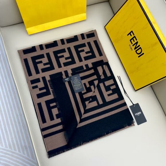 Fendi Black and Gold Patterned Scarf - Picture 2 of 9